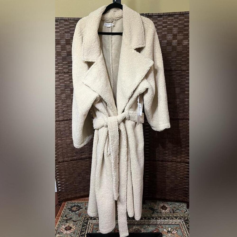 NEW Good American Oversized Sherpa Trench Coat – Bone – Size 4X/5X - Picture 3 of 7
